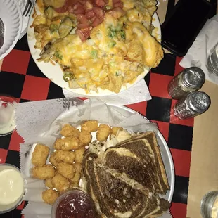 two plates of food on a table