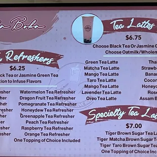 Drink menu