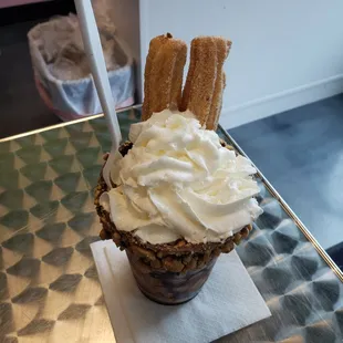 Churro sundae milkshake.