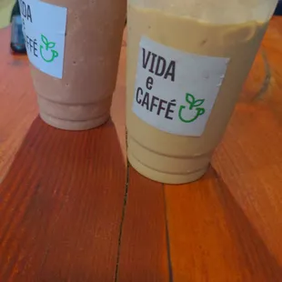 Carmel latté and nutri nutter smoothie