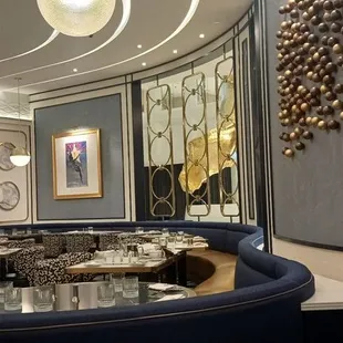 a restaurant with a circular seating area