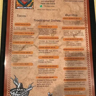 a menu for a mexican restaurant