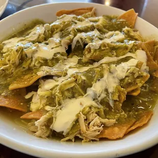 Green chicken chilaquiles