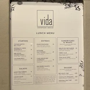 Vida Menu