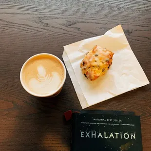 12 oz latte and chocolate chip scone