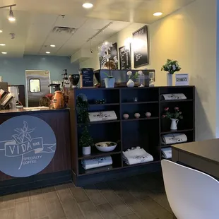 a view of the front desk of a restaurant