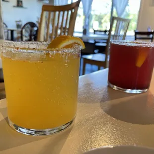 Peach mimosa and strawberry mimosa