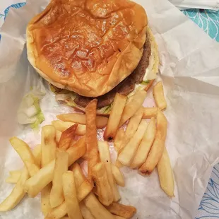 Regular double meat (dm) burger