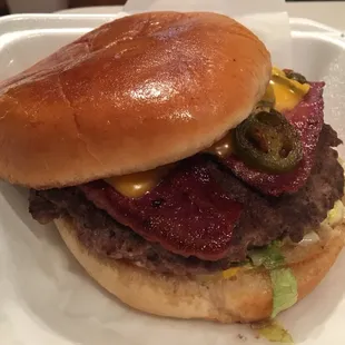 This is a burger fully loaded and it was very delightful!  Although I would have gotten French fries, fryer was down.  Just have 2 go back
