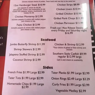 a menu for a restaurant