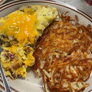 Omelette (created my own) with hash browns