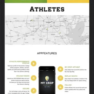 My Crop Athletics app Marketing Page