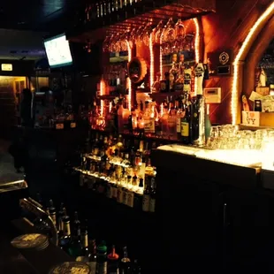 a dimly lit bar