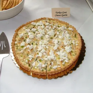 a pie and a bowl of crackers