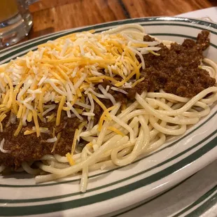 Chili with pasta