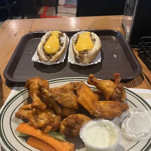 Great wings and legendary loaded dogs.