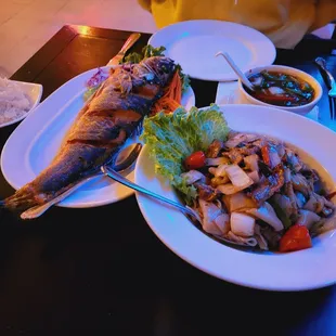 Pla Tod and Drunken Noodles