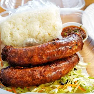 Lao sausage with sticky rice