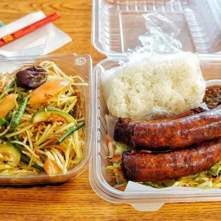 Lao sausage and papaya salad