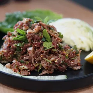 Raw beef larb