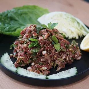 Raw beef larb