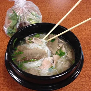 Pho w/ steak, brisket &amp; meatballs