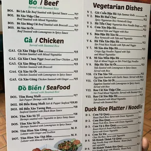 Viet Bistro menu