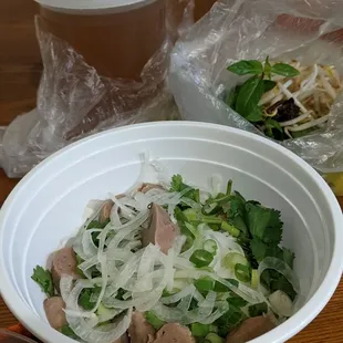 Beef ball pho, as it arrives takeout version