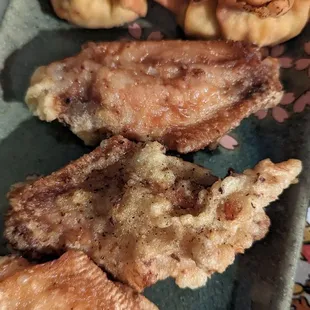 Wings and fried wontons