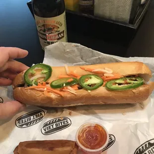 Pork banh mi, egg rol