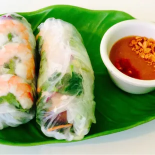The super V roll with a egg roll inside with a spring roll wrapped around it!