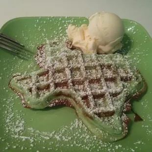 Cute coconut waffle with ice cream!