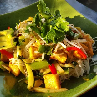 Cantonese tofu noodle bowl, made gluten-free! My favorite dish here!!