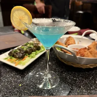 If you like sour and a hint of salt kinna drink .. this is it.   Appetizer: Grape Leaves Wrapped Beef and Deep Fried Chicken Wings