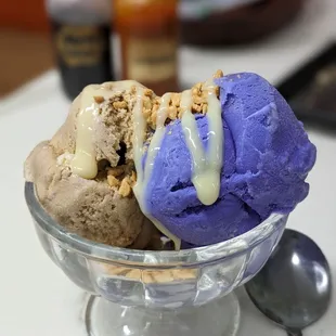 Kona coffee and ube ice cream