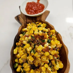 Dinner@Viet Chubby Boy 7/24/2023.Wanted 2try this fr da last time We ate here.Corn &amp;Fried Shrimp 'Opae,asked 4Spicy Sauce on side.Ty Kevin!