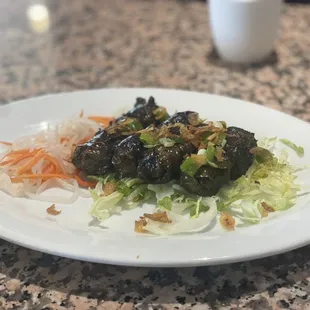 Grilled Beef in Grape Leaf appetizer