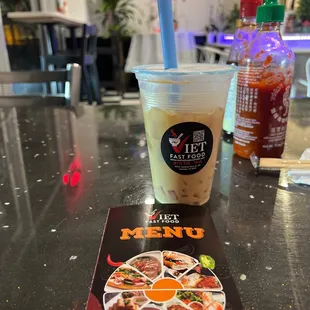 Menu cover in the restaurant.
