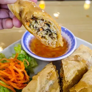 Crispy pork spring roll. Crispy. $6 for 2 rolls.