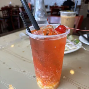 Passion fruit Italian soda with rainbow jelly