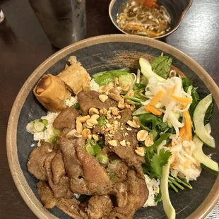 Bun Cha Gio Thit Nuong (Vermicelli Noodle With Grilled Pork &amp; Egg Rolls)