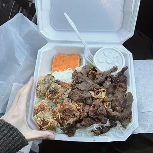 #18 with grilled pork and egg roll, added egg meatloaf. huge!