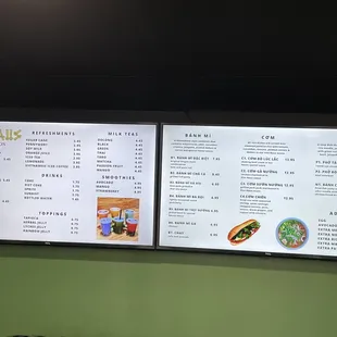 menus on the wall
