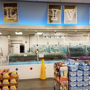 Seafood department in March 2020