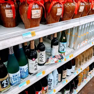 bottles of wine on shelves