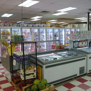 New fresh food coolers and frozen food freezers make the space really open up and see all the different foods.