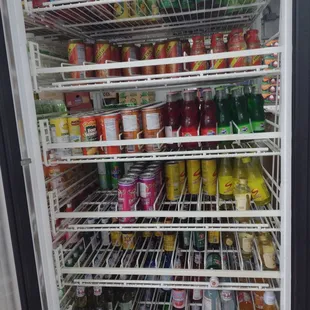 a refrigerator full of drinks