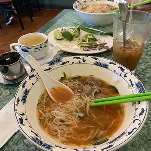 Pho: #7 added meatballs Cafe Sua Da