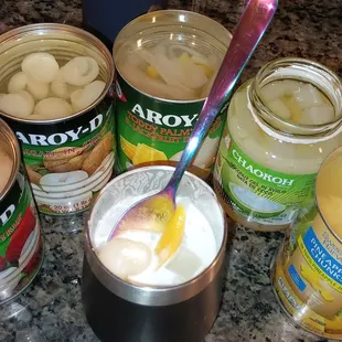a variety of canned foods