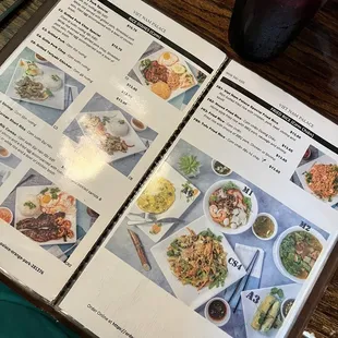 the menu of the restaurant